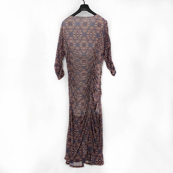 NY Collection Dress Plus Size Women Purple Paisley Gathered Double Slits - Picture 7 of 8